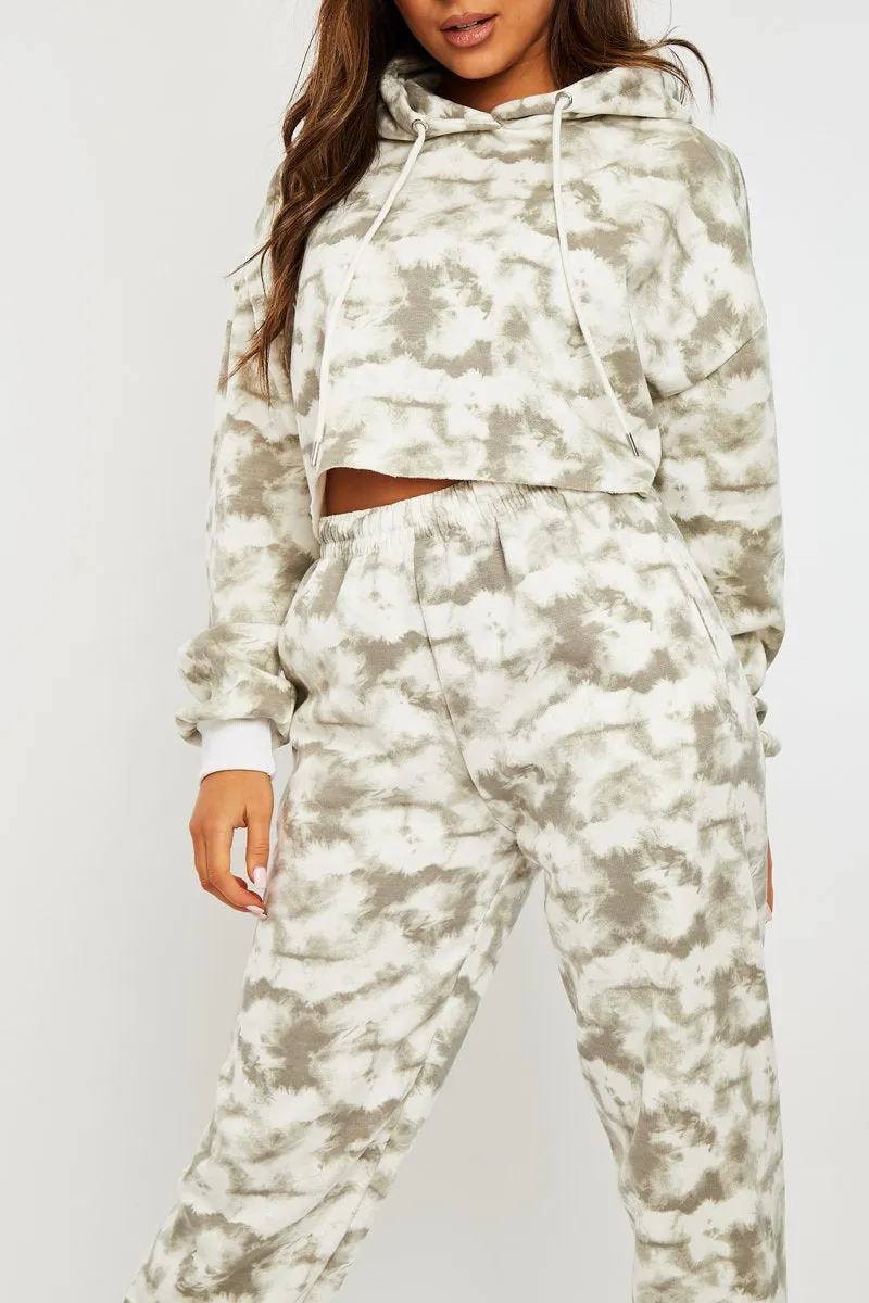 Green Tie Dye Cropped Oversized Hoodie and Joggers Co-ord - Karenza sold by Rebellious Fashion product image thumbnail 4