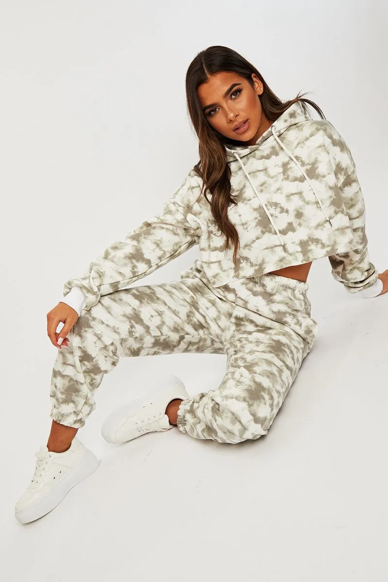 Green Tie Dye Cropped Oversized Hoodie and Joggers Co-ord - Karenza sold by Rebellious Fashion product image thumbnail 2