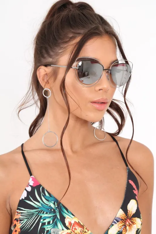 Silver Cat Eye Metallic Sunglasses - Graycie sold by Rebellious Fashion