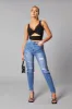 Mid Blue Distressed Straight Jeans - Atria sold by Rebellious Fashion