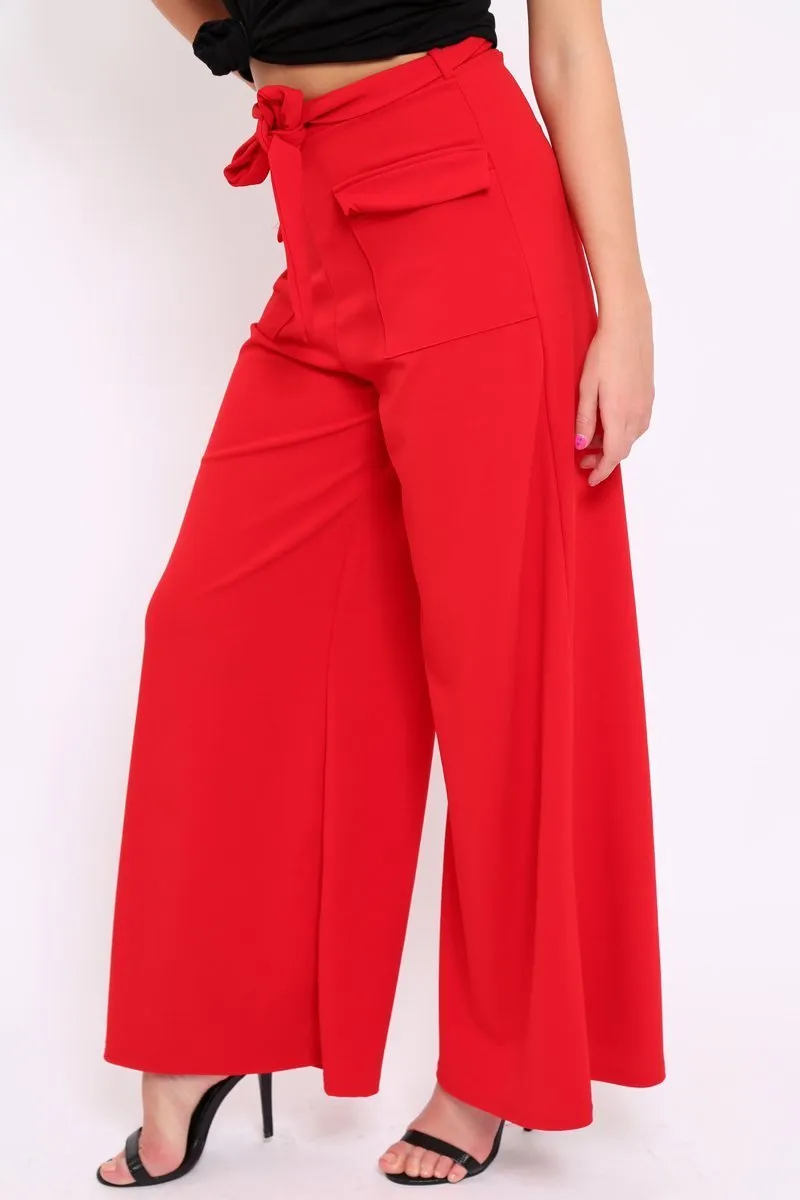 Red Wide Leg Trousers - Yari sold by Rebellious Fashion product image thumbnail 3