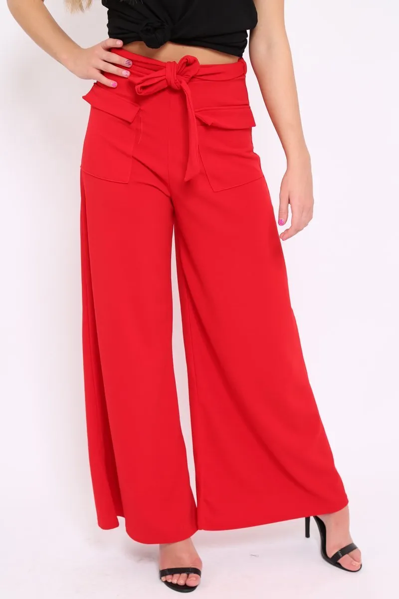 Red Wide Leg Trousers - Yari sold by Rebellious Fashion product image thumbnail 2