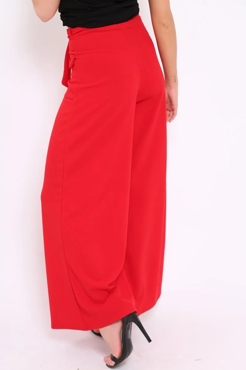 Red Wide Leg Trousers - Yari sold by Rebellious Fashion product image thumbnail 4