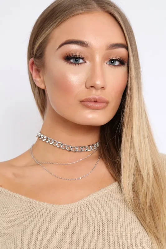 Silver Double Chain Choker - Calais made by Rebellious Fashion