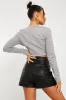 Grey Ribbed Hook Fastening Crop Top - Piper sold by Rebellious Fashion