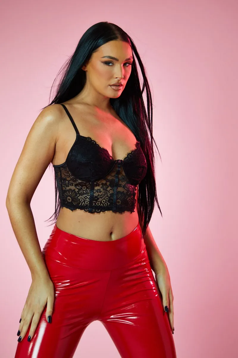 Black Lace Corset Cropped Top - Jewel sold by Rebellious Fashion