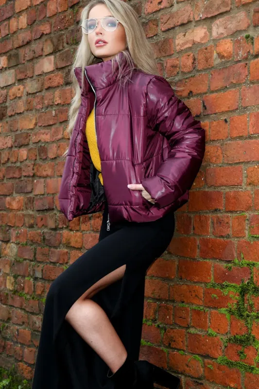 Wine Puffer Coat - Alyssa sold by Rebellious Fashion