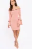 Rose Ribbed Bell Sleeve Mini Dress - Ariana sold by Rebellious Fashion
