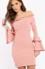Rose Ribbed Bell Sleeve Mini Dress - Ariana sold by Rebellious Fashion