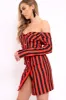 Red Stripe Button Detail Dress - Aaliyana sold by Rebellious Fashion