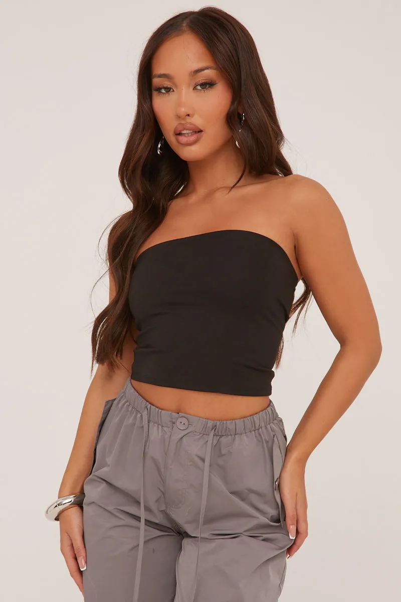 Black Bandeau Cropped Top - Elenor sold by Rebellious Fashion