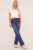 Mid Blue Stretch High Waist Tun Up Hem Mom Jeans - Nirvana sold by Rebellious Fashion