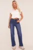 Mid Blue Stretch High Waist Tun Up Hem Mom Jeans - Nirvana sold by Rebellious Fashion