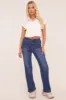 Mid Blue Stretch High Waist Tun Up Hem Mom Jeans - Nirvana sold by Rebellious Fashion