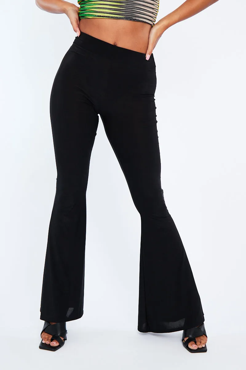 Black Flared Slinky Trousers - Teena sold by Rebellious Fashion product image thumbnail 4