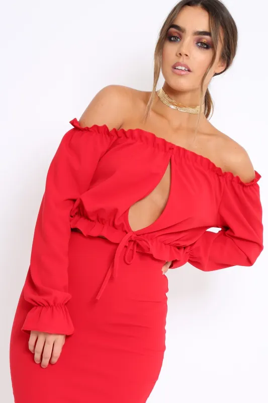 Red Key Hole Bust Crop Top - Caitie made by Rebellious Fashion