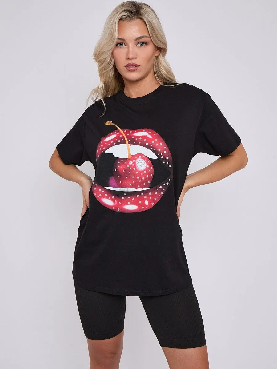 Cherry Lip Graphic T-Shirt - Lilah sold by Storm Desire product image thumbnail 4