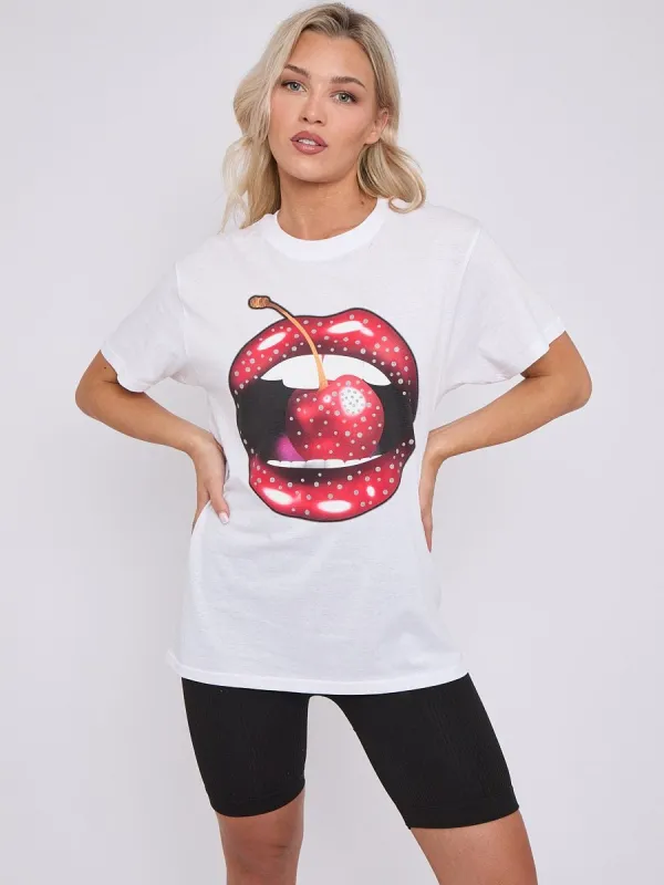 Cherry Lip Graphic T-Shirt - Lilah made by Storm Desire