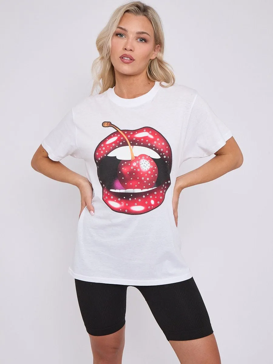 Cherry Lip Graphic T-Shirt - Lilah sold by Storm Desire