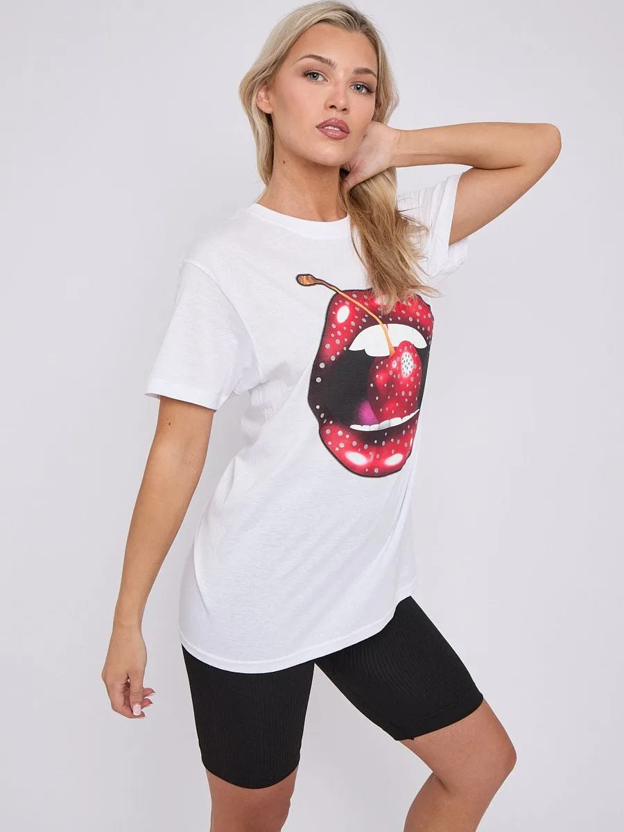 Cherry Lip Graphic T-Shirt - Lilah sold by Storm Desire product image thumbnail 3