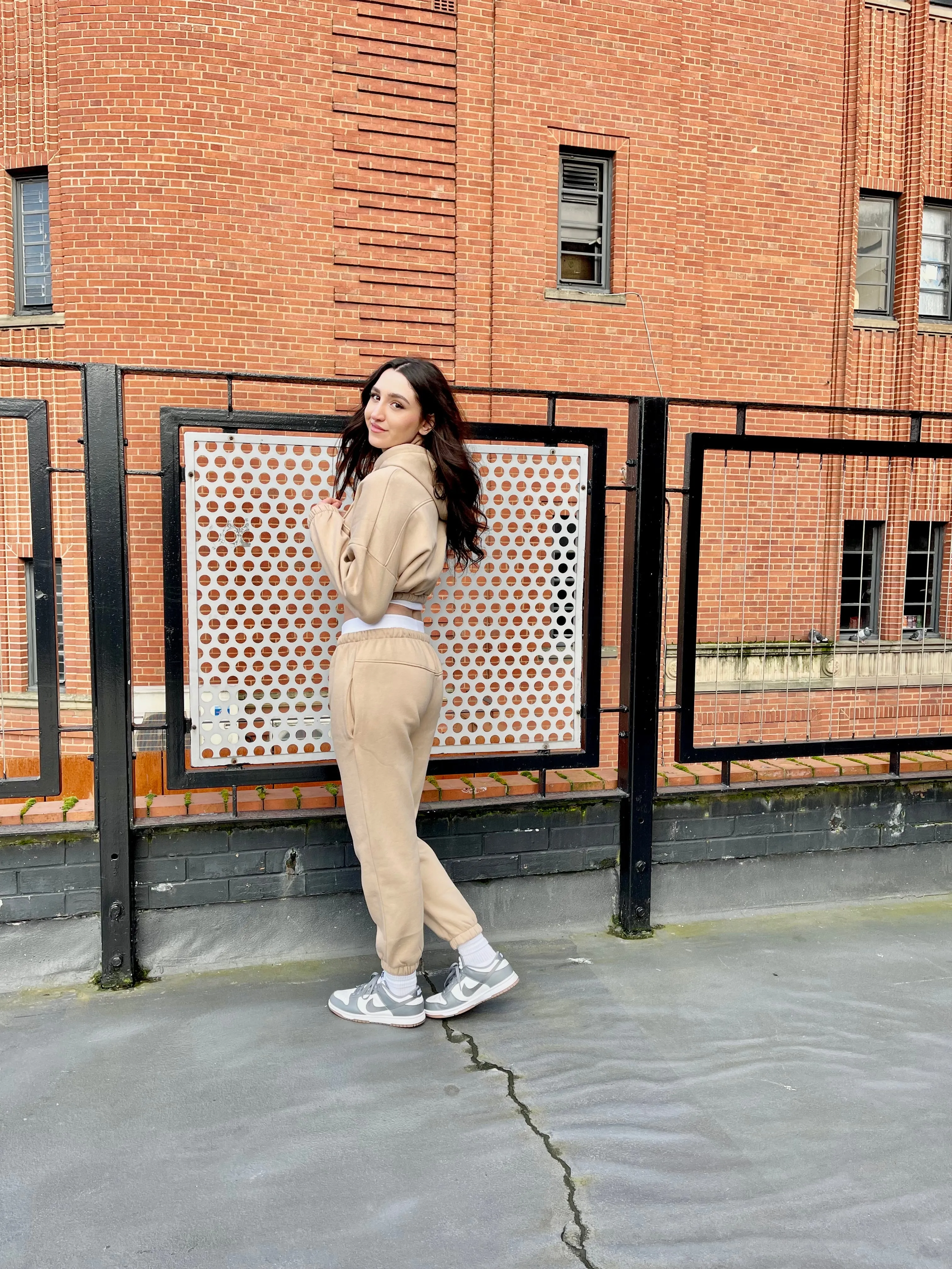 Beige Crop Hooded Loungewear - Nelly sold by Storm Desire product image thumbnail 3