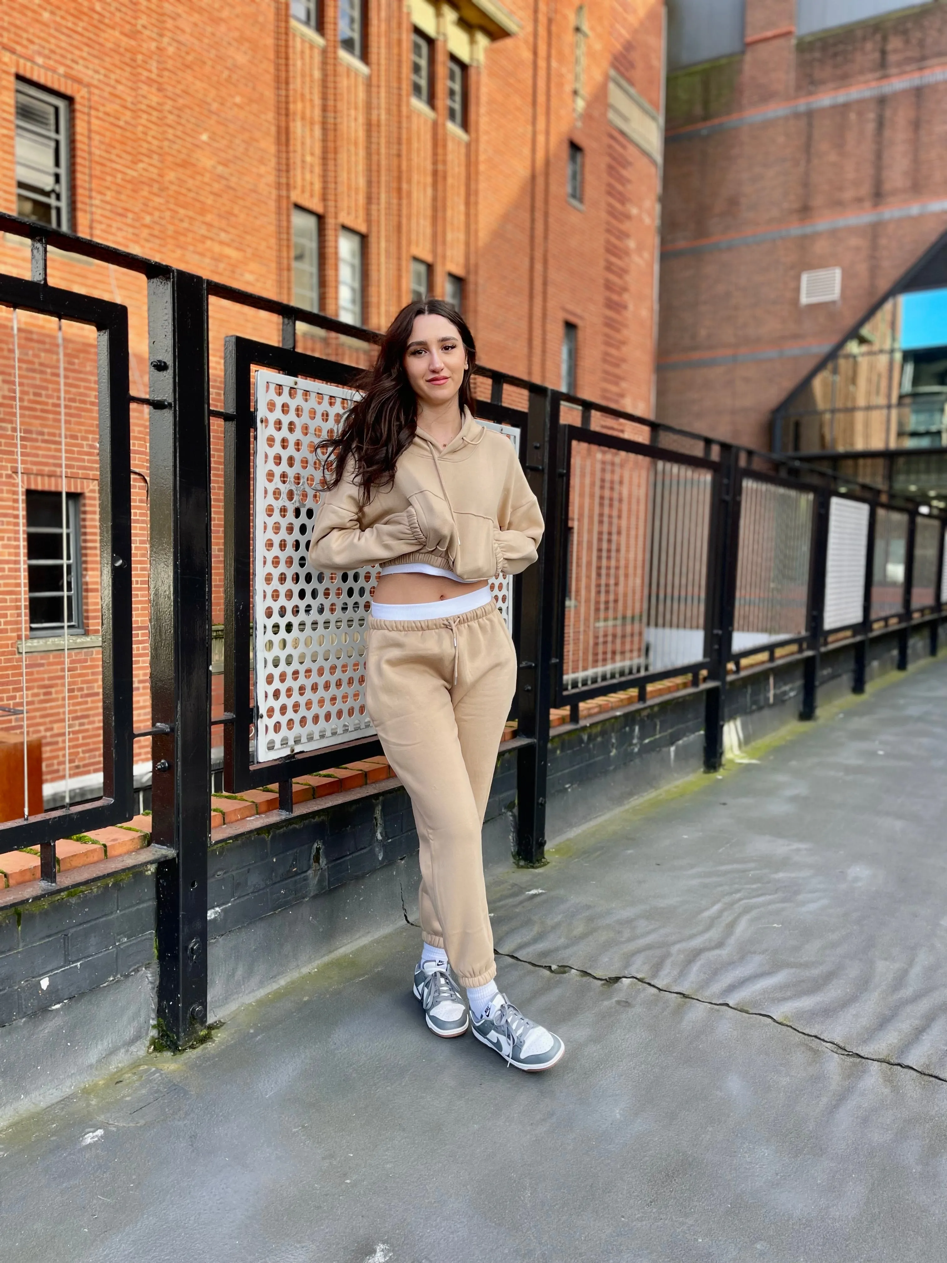 Beige Crop Hooded Loungewear - Nelly sold by Storm Desire product image thumbnail 2