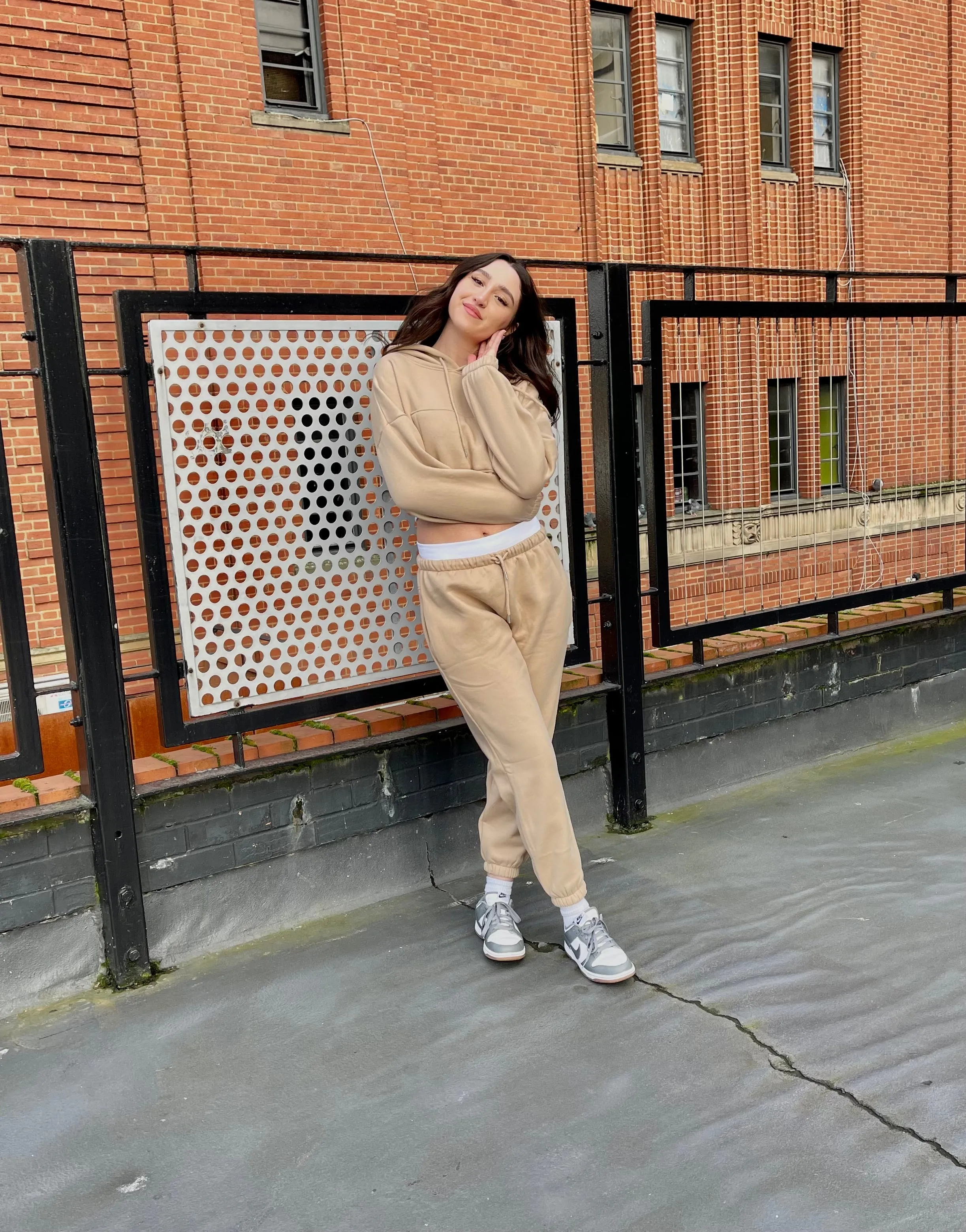 Beige Crop Hooded Loungewear - Nelly sold by Storm Desire product image thumbnail 4