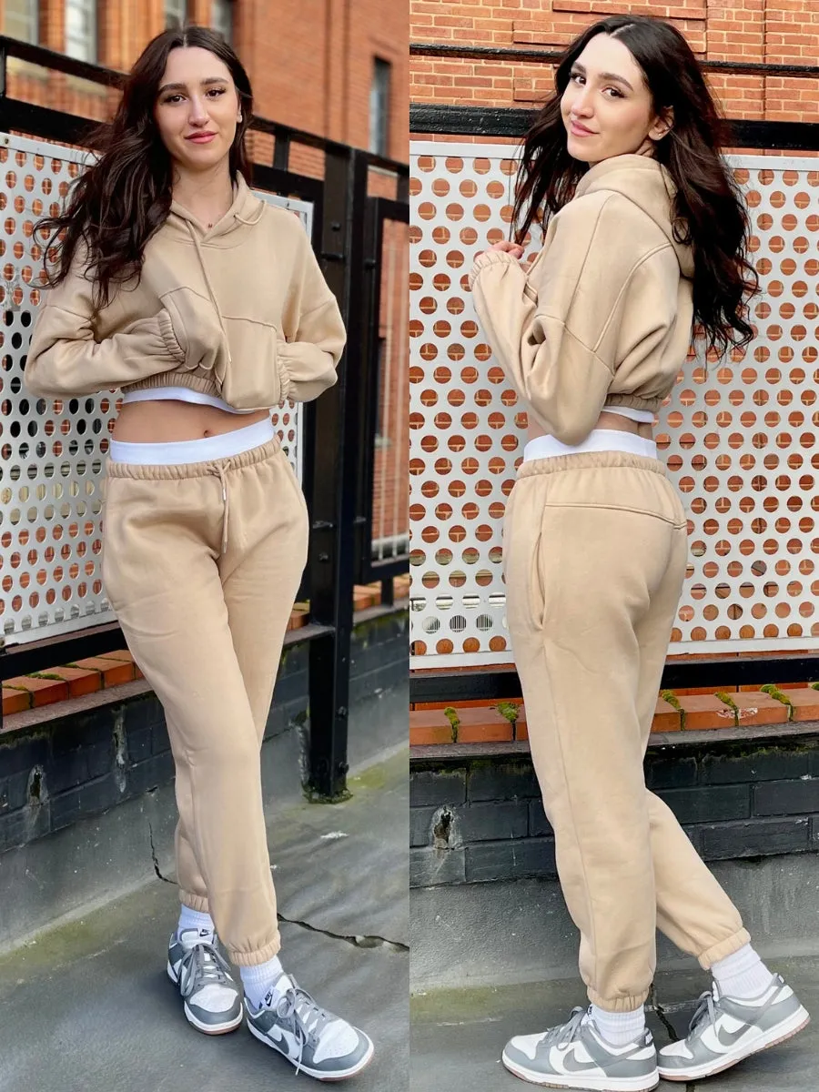 Beige Crop Hooded Loungewear - Nelly sold by Storm Desire
