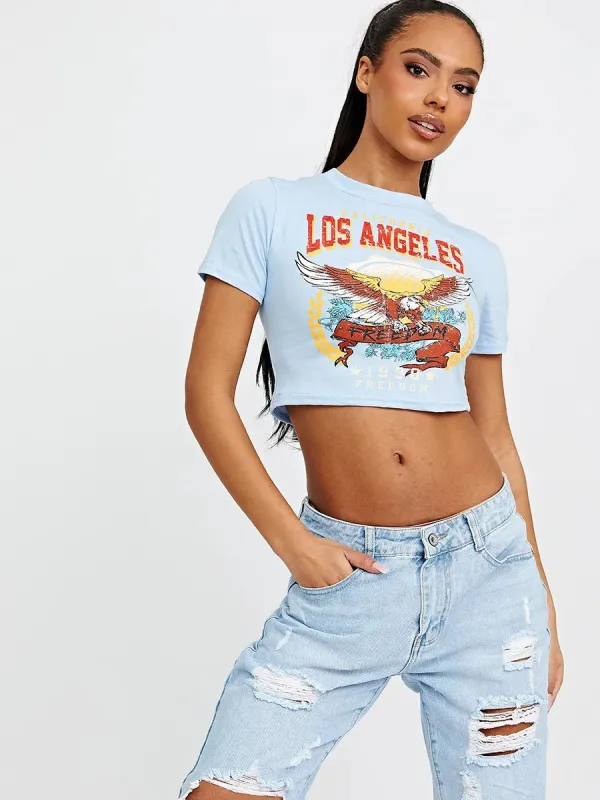 Blue Freedom Eagle Printed Crop Top - Diana sold by Storm Desire