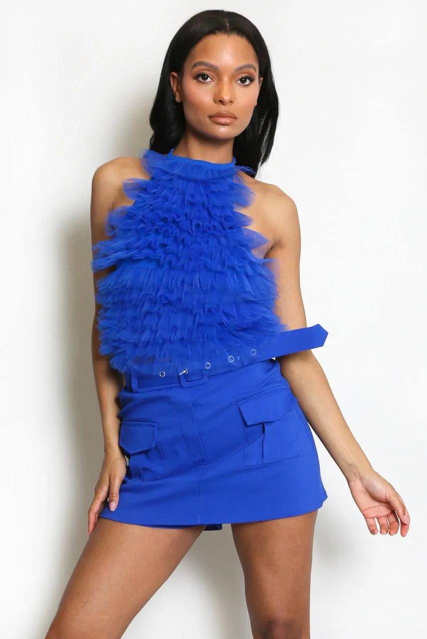 Royal Blue Cargo Belted Skort - Estrella sold by Storm Desire product image thumbnail 4