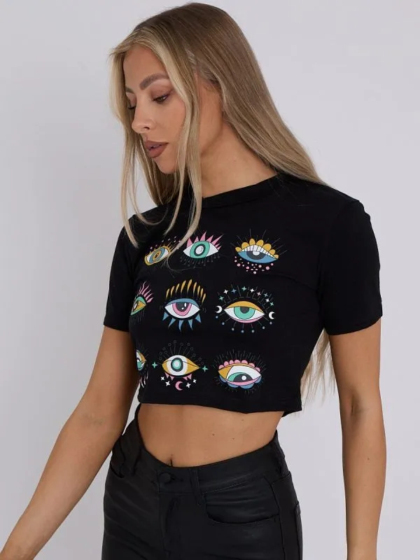 Eye Graphic Printed Crop Top - Luna sold by Storm Desire product image thumbnail 5