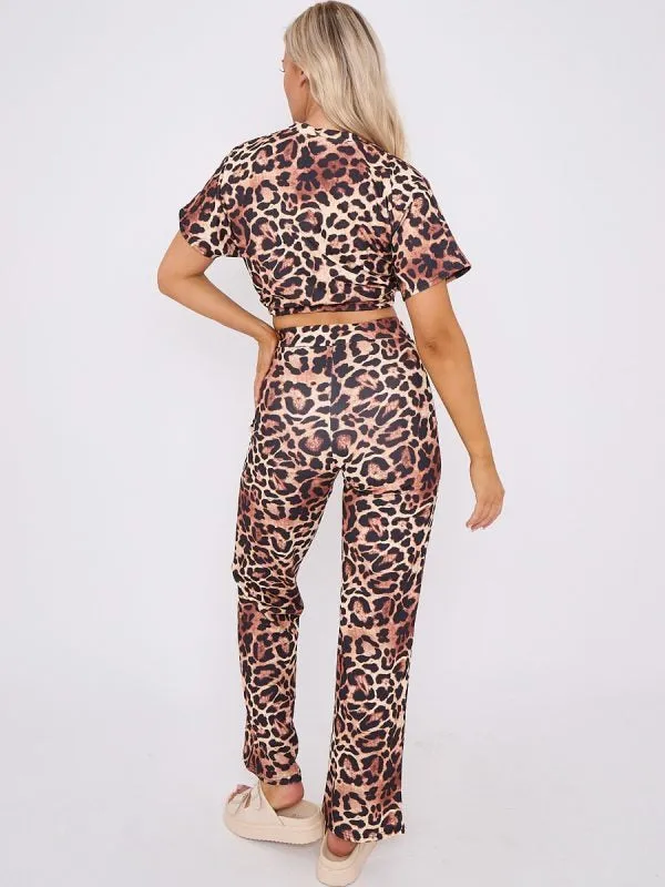 Leopard Print Batwing Crop Top & Trouser Set - River sold by Storm Desire product image thumbnail 3