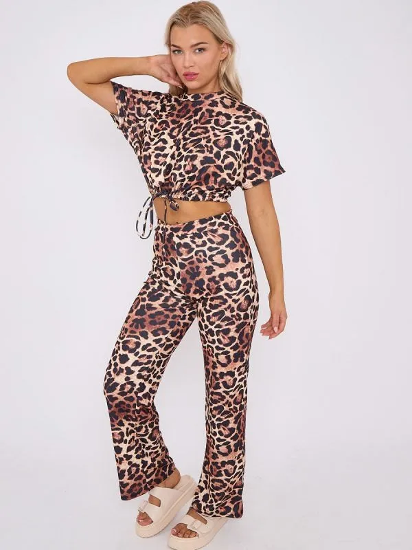 Leopard Print Batwing Crop Top & Trouser Set - River sold by Storm Desire product image thumbnail 4