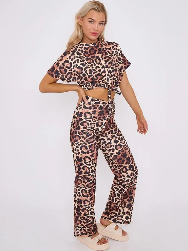 Leopard Print Batwing Crop Top & Trouser Set - River sold by Storm Desire product image thumbnail 2