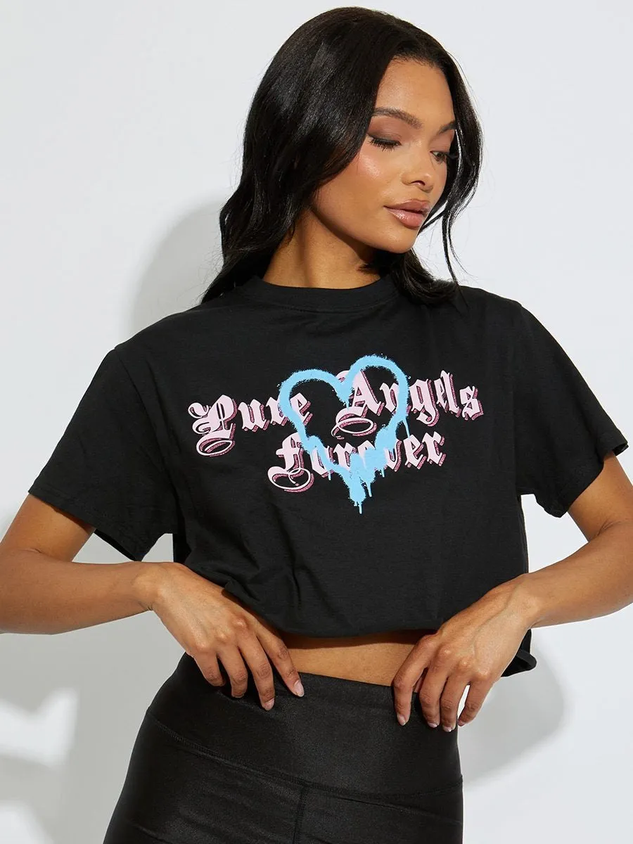 Black Oversized Pure Angels Crop Top - Reina sold by Storm Desire product image thumbnail 2