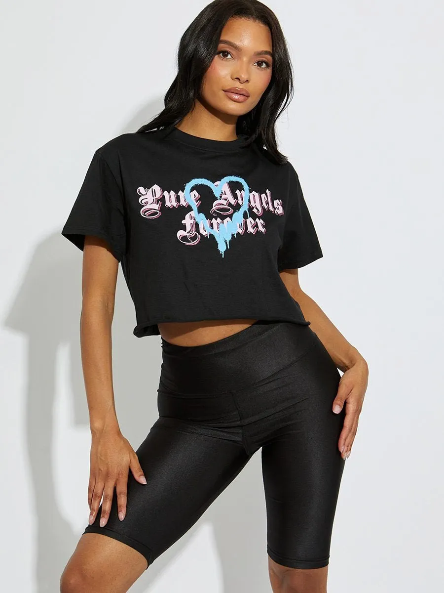 Black Oversized Pure Angels Crop Top - Reina sold by Storm Desire