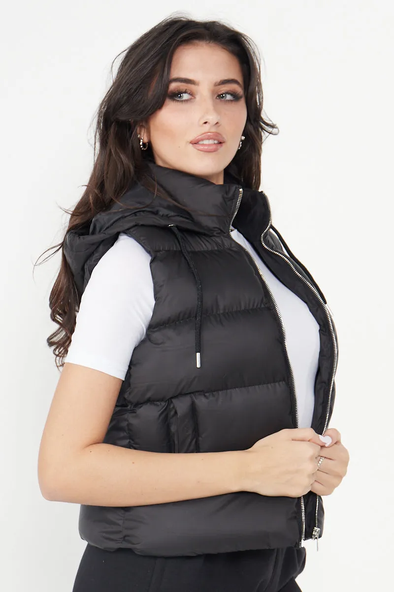 Black Padded Hooded Gilet - Frida sold by Storm Desire product image thumbnail 3