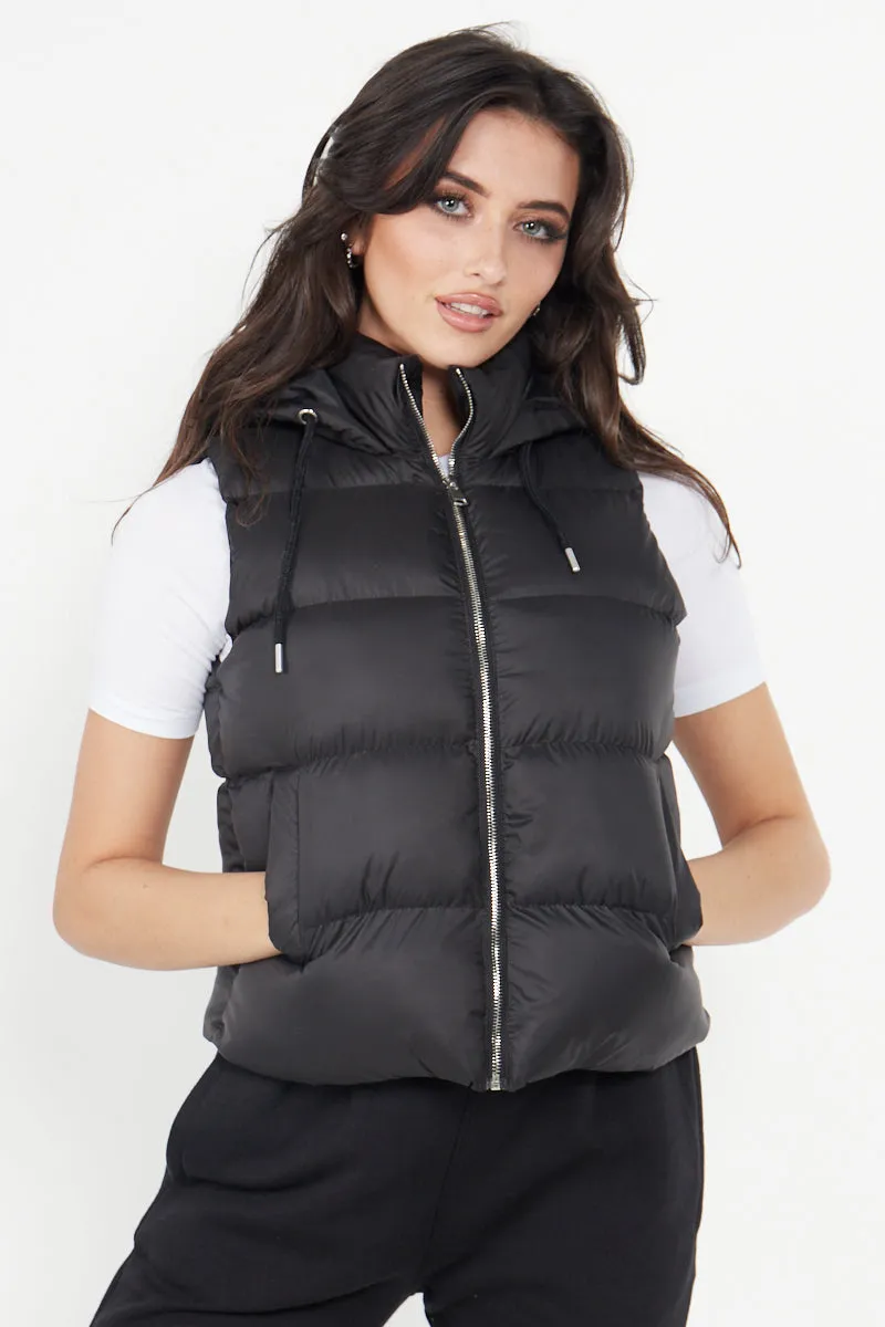 Black Padded Hooded Gilet - Frida sold by Storm Desire product image thumbnail 4