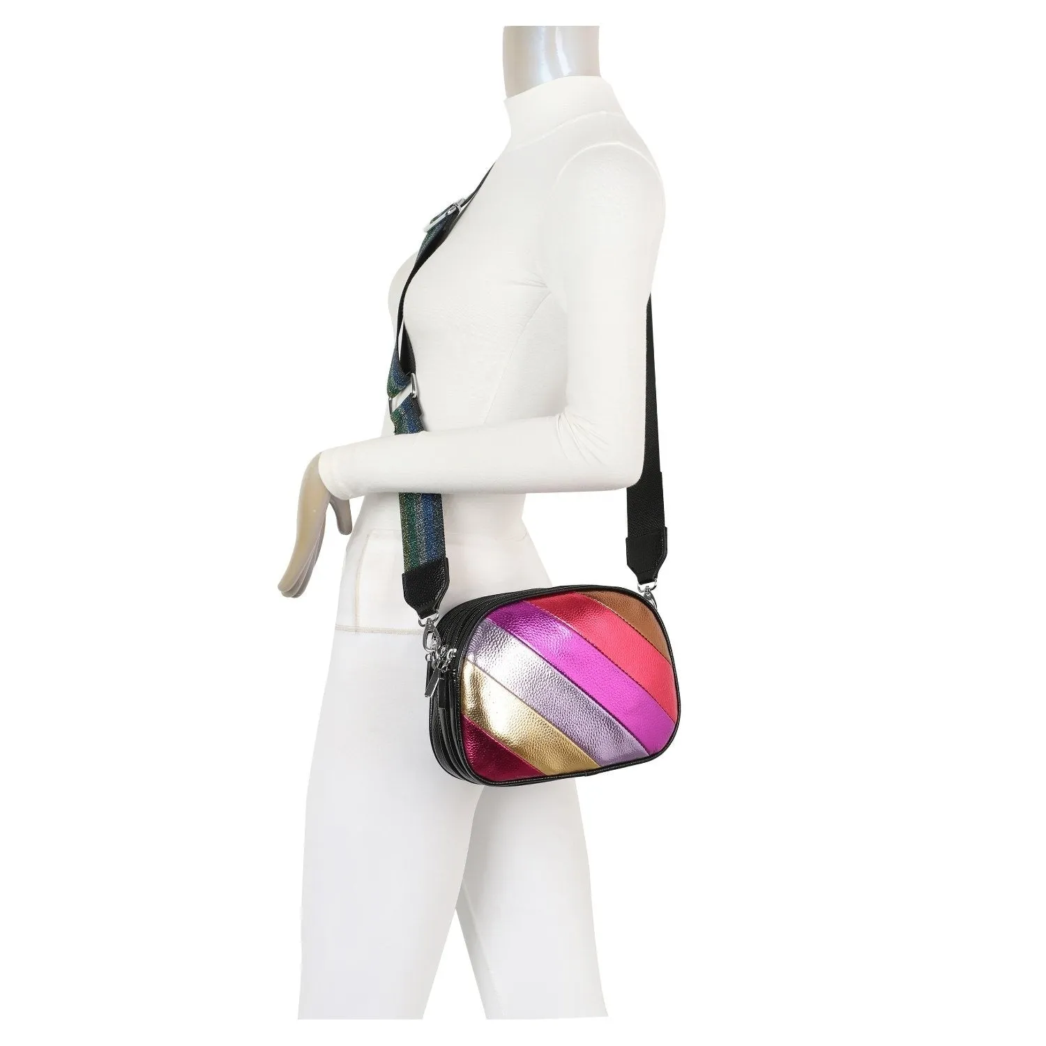 Metallic Stripes Crossbody Bag - Dahlia sold by Storm Desire product image thumbnail 5