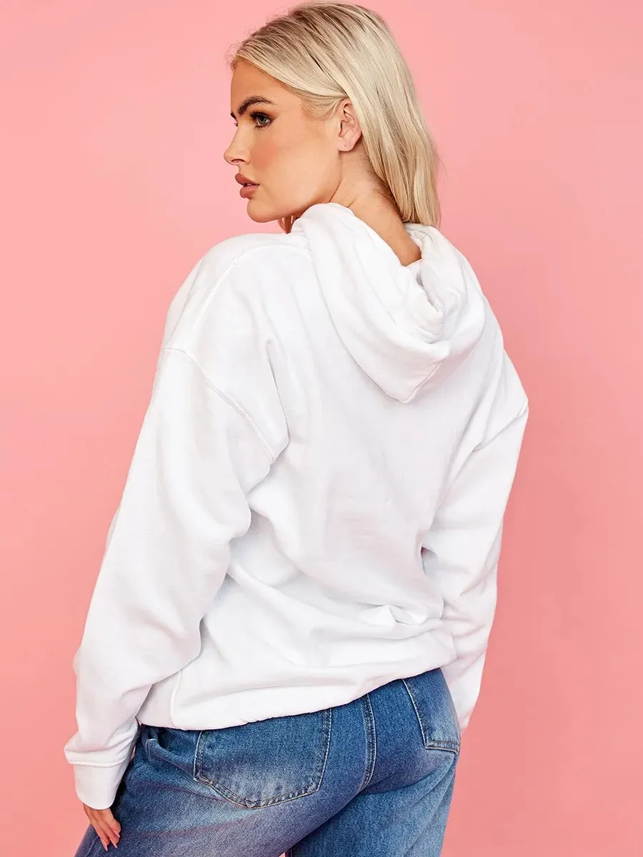 White Cute Teddy Graphic Print Hoodie - Siena sold by Storm Desire product image thumbnail 3