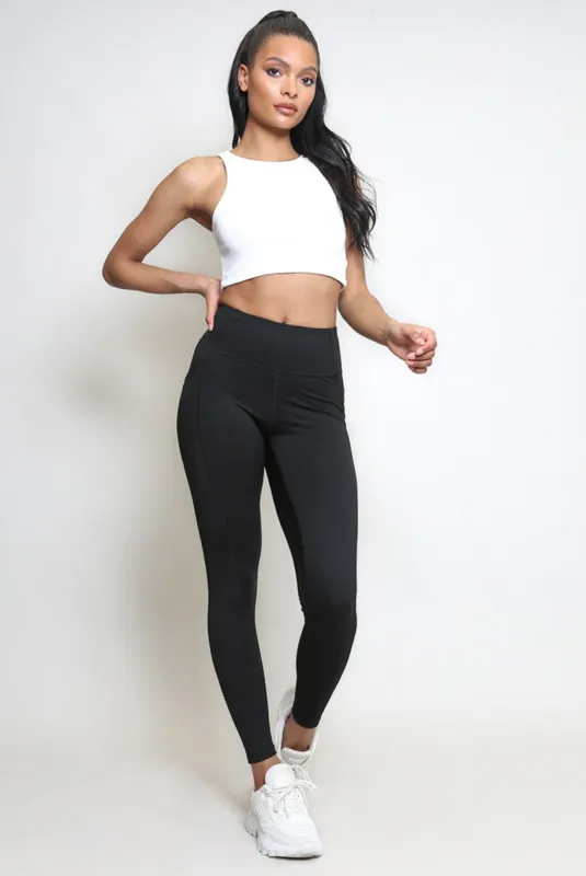 Black Side Pocket High Waist Leggings - Hazel sold by Storm Desire