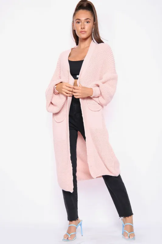 Dusky Pink Oversize Longline Knitted Cardigan - Kori sold by Storm Desire