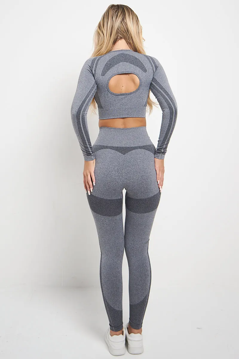 Grey Back Cut Out Two Tone Active Top & Pants Set - Angela sold by Storm Desire product image thumbnail 2