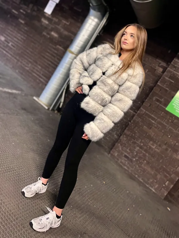 Husky Off white two tone Super Soft Faux Fur Jacket - Salma sold by Storm Desire