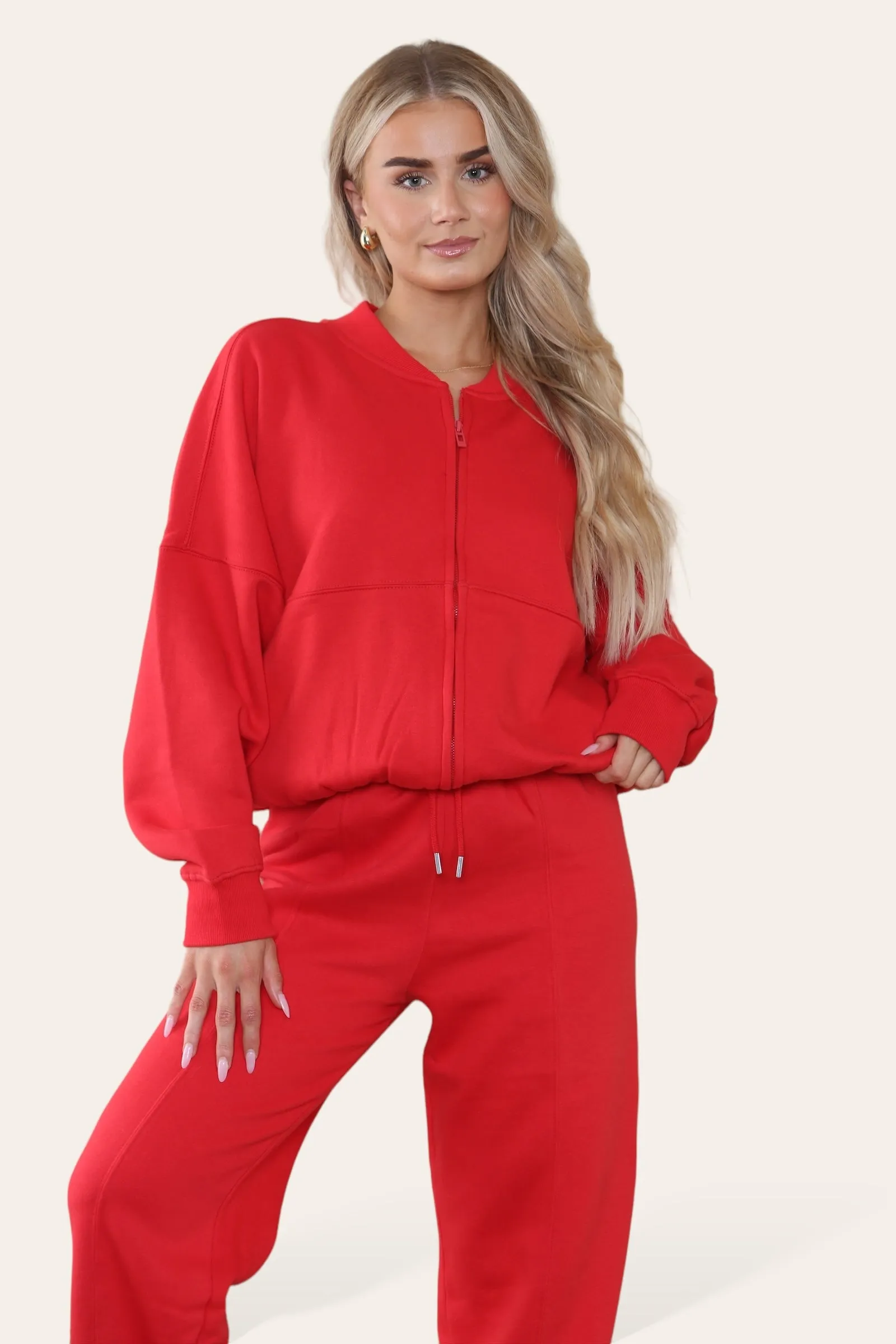 Bomber Style Oversize Fleece Zipper & Jogger Set - Sara sold by Storm Desire product image thumbnail 4