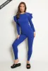 Royal Blue Ribbed Knitted Ruffle Jumper & Legging Set - Lacey sold by Storm Desire