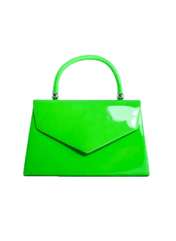 Neon Green Shiny Patent PU Top Handle Mini Bag - Shelby sold by Storm Desire