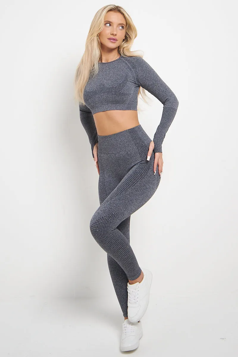 Ribbed Textured Active Top & Pants Set - Astrid sold by Storm Desire