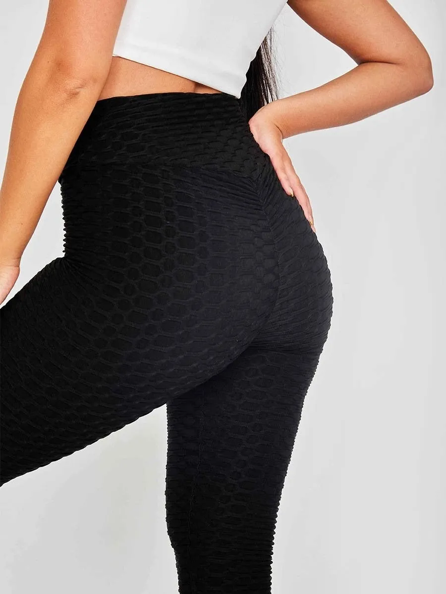 Black Ruched Textured Active leggings - Daniella sold by Storm Desire product image thumbnail 3