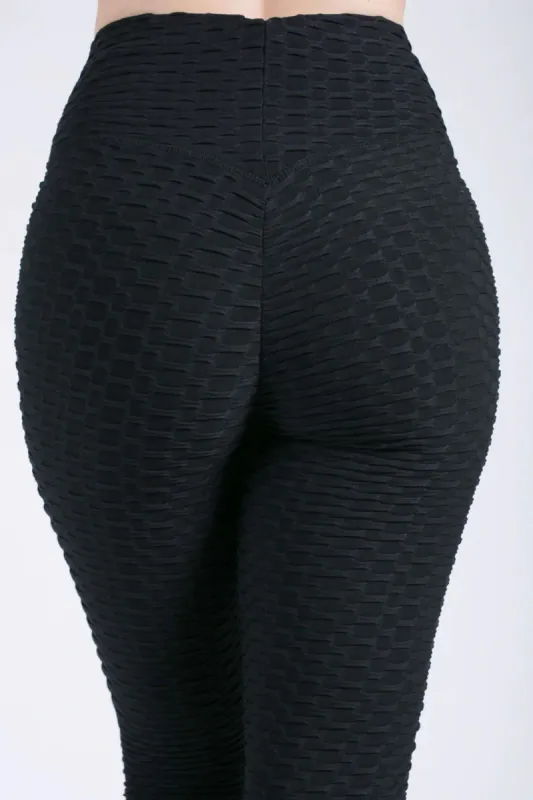 Black Ruched Textured Active leggings - Daniella sold by Storm Desire